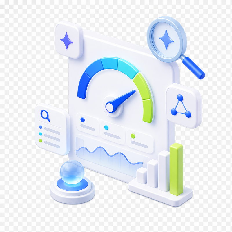 Speedometer-style visibility score dashboard